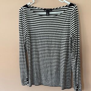 White House black market Black and White Striped Long Sleeve Tee